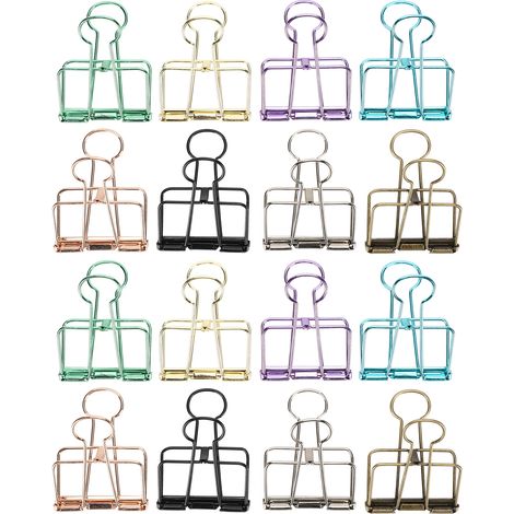 Clips De Reliure Creux - Fil De Fer Électroplaqué - Pour Bureau Et Étude - 16 Pièces Multicolores