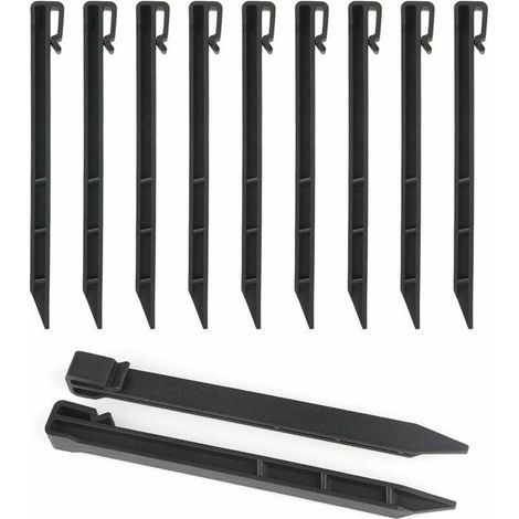 Set mit 12 robusten Gartenbegrenzungen aus Kunststoff, 25 cm hoch, mit Erdankern zur Abgrenzung und Gartengestaltung.