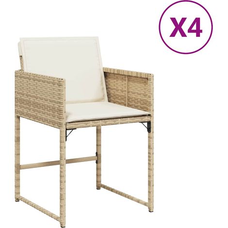 Maison Exclusive - Gartenstühle mit Kissen 4 Stk. Beige Poly Ratt