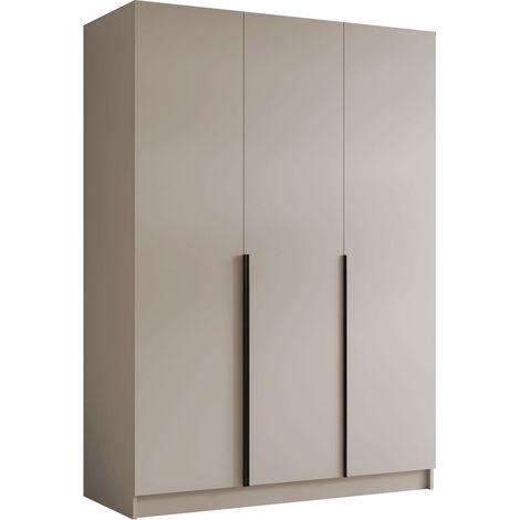 Mobilier1 – Armoire 215x150x58cm stratifié noir et cachemire – Portes avec charnières – Mécanisme de fermeture silencieuse – Fabriqué en Europe