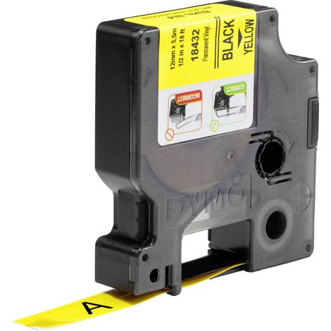 DYMO IND RHINO 18432 Vinile Colore Nastro: Giallo Colore carattere:Nero 12 mm 5.5 m