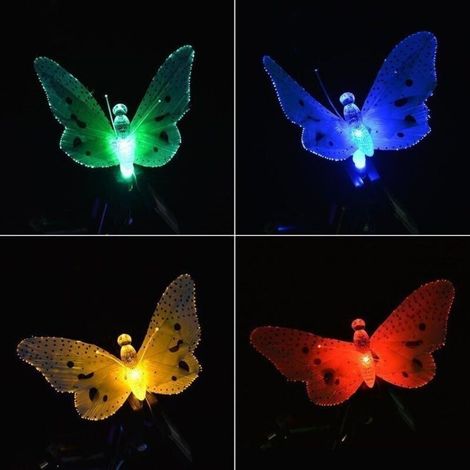 Guirlande solaire multicolore avec papillons – 20 LED – Étanche – Éclairage extérieur – Modes fixe et clignotant – 500 cm (1/5)