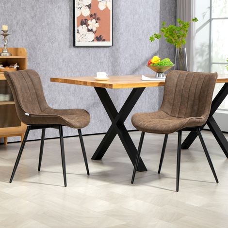 Set di 2 sedie da pranzo imbottite dal design moderno per soggiorno, sala da pranzo, camera da letto, colore marrone