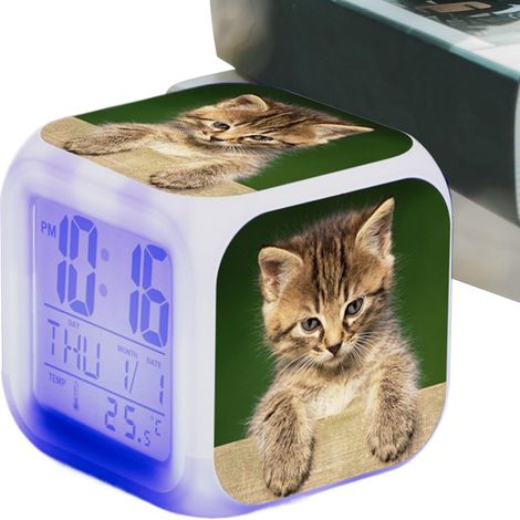Réveil Chat au Design Mignon et Coloré Grand Écran Électronique (1/5)