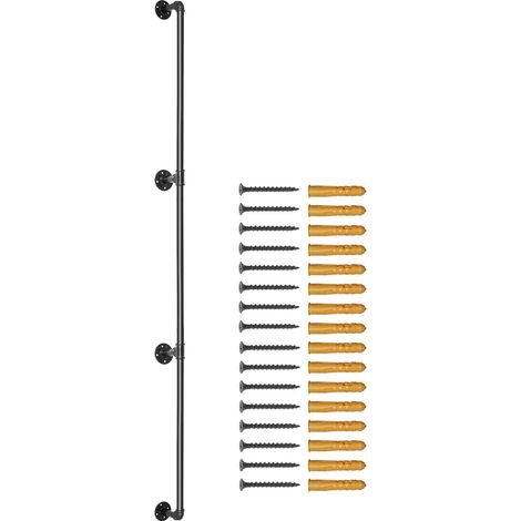 Garde-corps d'escalier en tube d'acier, 243,8 cm, capacité de charge 199,6 kg, avec supports muraux, angle arrondi pour rampe industrielle. (1/5)
