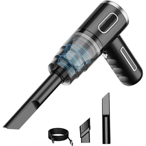 Aspirateur portable sans fil 29 000 PA pour voiture et maison, noir, 1 filtre noir (1/5)
