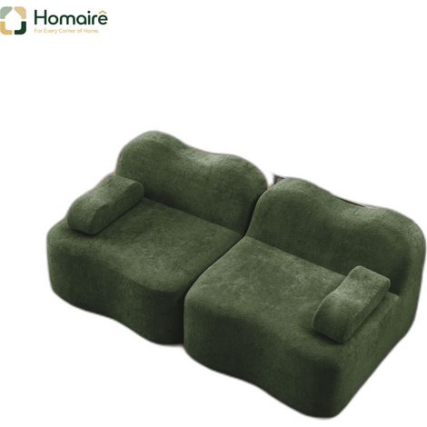 Canapé modulable en velours vert avec accoudoirs 192 x 98 x 70 cm HOMAIRE (1/5)