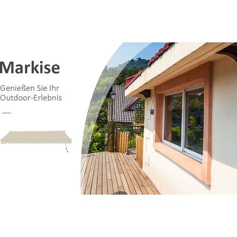 Store Banne à Bras Articulés 3m en Aluminium Toile Beige Protection Solaire Balcon Terrasse (1/5)