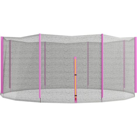 Filet de sécurité pour trampoline 8 poteaux avec entrée zippée, PE, Ø366 x 180 cm, noir et rose, idéal pour l'entraînement à domicile et le maintien de votre forme physique au quotidien (1/5)