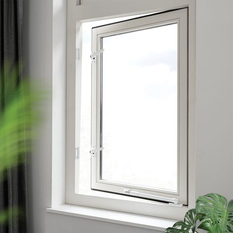 AXA Fensterverriegelung 2 - teilig - Modell 3308 - Fenstergriff - Abschließbar per Knopfdruck - Rechtsdrehend nach außen - Aluminium Weiß (1/5)