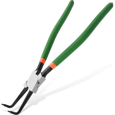 Pince à circlips intérieurs 13 pouces – Mâchoires coudées 90° à bout forgé de 2.6 mm – Pince pour anneaux de retenue et clips C – Manches orange/vert ergonomiques (1/5)