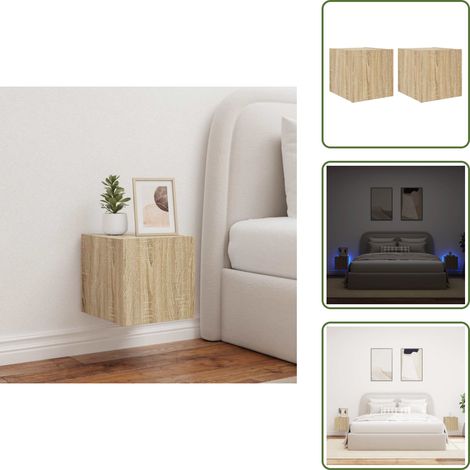 The Living Store TV-Wandschränke mit LED-Leuchten 2 Stk. Sonoma-Eiche - TV-Schrank - Holzschrank - Regal - Wohnzimmer Dekoration - Smart Home