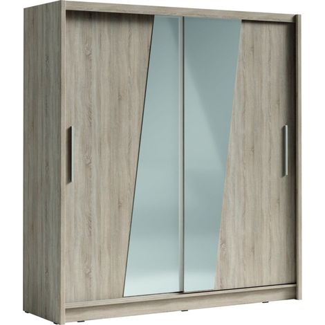 Schwebetürenschrank mit schrägem Spiegel 205 cm - Sonoma-Eiche - Kollektion BAHIA