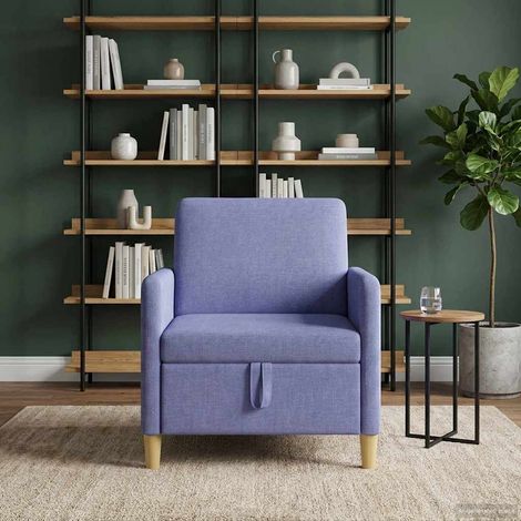 Canapé 1 place avec rangement siège relevable polyester bleu denim 72 x 78 x 87 cm - PANGIVO (1/5)