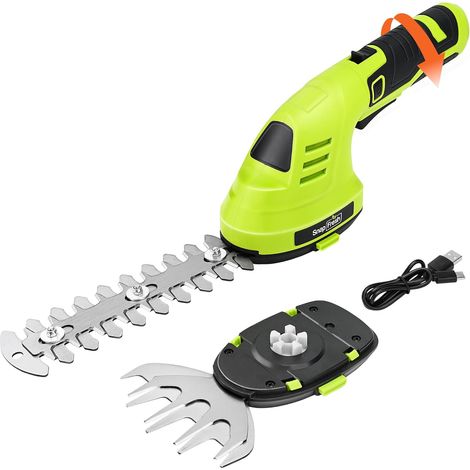 Mini Wireless Hedge Trimmer 8V Rotary Handle Lawn Shear with Battery 2 Blades USB-C Cable Hedge Cutter and Garden Grass Trimmer – Blade Length: 151 mm (Shrub) / 98 mm (Grass) (1/5)