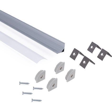 Perfil Tira LED De Superficie Para Esquinas - Con Difusor - Kit - Plata (1/5)