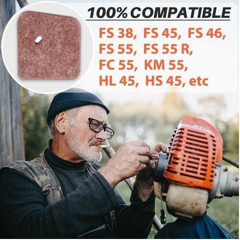 2 - Filtre à Air - Bougie d'Allumage - Kit Maintenance pour Débroussailleuse STIHL FS38 FS55 FS45 - Remplacement Pièces Moteur - Multicolore - 10x5cm (1/5)
