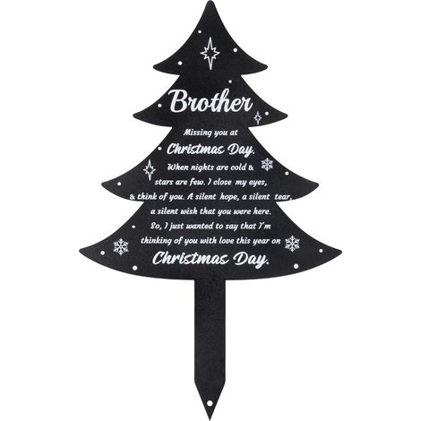 Décorations de Noël pour cimetière - Plaque commémorative en métal pour frère, piquet de condoléances pour sapin de Noël (1/5)