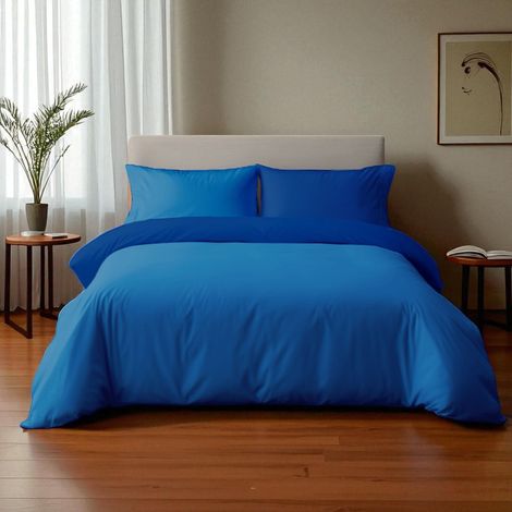 Copripiumino Duotto 4 Stagioni Blu e Cielo - Microfibra Morbida e Traspirante, Oeko-Tex, Facile Manutenzione, Made in Italy Cm. 150x200