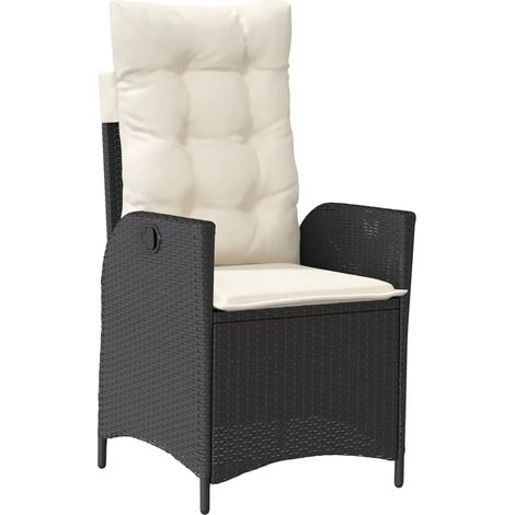 Maison Exclusive - Sedia Reclinabile da Giardino con Cuscini Nera in Polyrattan