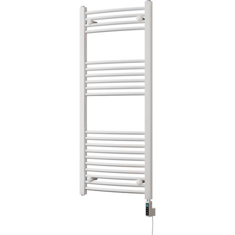 Zennor - White Electric Towel Rail H1200mm x W500mm Curved 500w Thermostatic WIFI (1/3)