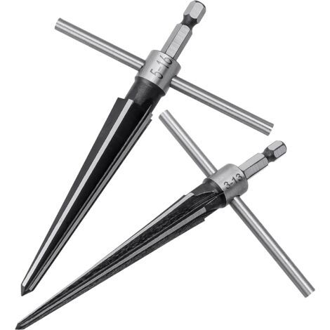 2pcs Alésoir Conique à Main en Forme de T Alésoir à Main Conique en Acier au Carbone Alésoir à Main avec Tige Hexagonale 3-13mm 5-16mm Alésoir Hexagonal à Trou de Broche de Pont Chanfreinage (1/5)