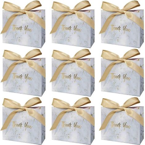 Set mit 30 kleinen Dankeschön-Geschenktüten, Marmormuster, mit goldenem Band, 11,4 x 4,6 x 7,6 cm, für Geburtstag, Hochzeit, Brautjungfern, Partys, Valentinstag.
