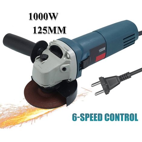 Meuleuse d'angle de 125 mm, Meuleuse d'angle à vitesse réglable, réglage 6 vitesses, 1000W, 12000rpm, Machine polir haute puissance (1/5)