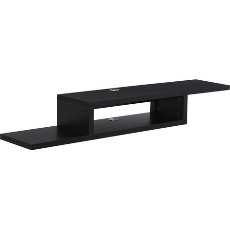 Wall Mounted Floating TV Unit with Open Shelf and Cable Management,Stylish Entertainment Center for Living Room-Black