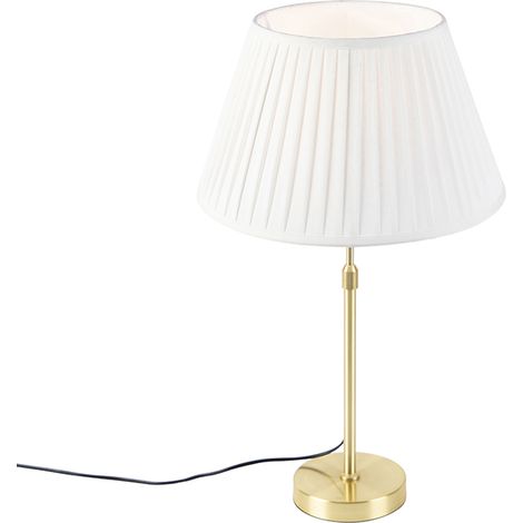 Tischleuchte gold / messing mit plissiertem Schirm creme 35 cm - Parte