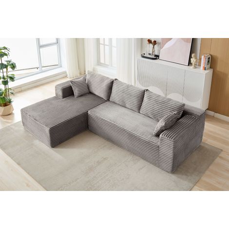 Canapé Sectionnel 3 Places Gris, Design Moderne et Confortable, Idéal pour Salon et Séjour (1/4)