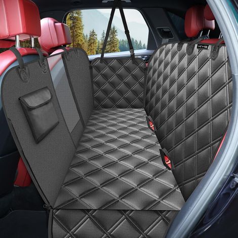 Couverture pour Chien pour Banquette arrière de Voiture,avec Protection latérale et fenêtre de visualisation,Résistant aux Rayures et à l'eau,Tapis pour siège arrière de Voiture,135x148 cm,Noir (1/5)