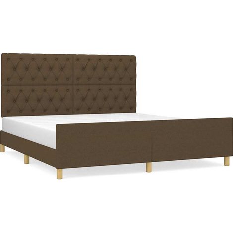 Maison Exclusive - Cadre de lit sans matelas marron foncé 160x200 cm tissu (1/5)