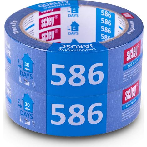 Scley - Confezione 2 Nastri da Mascheratura Pittura 38 mm x 33 m - Serie 586 - Nastro Carta Resistente agli Strappi, Nastro per Pittura e Verniciatura, Adesione Media, Colla Acrilica (1/5)