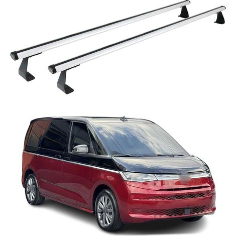 OMAC Heavy Duty Dachträger Querträger kompatibel mit VW Multivan T7 2021-2026 – 2 Stangen – Aluminium Silber