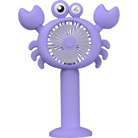 Ventilateur portable à main rechargeable par USB, motif dessin animé, à suspendre au cou ou à porter en voyage, mini ventilateur portable violet (1/5)