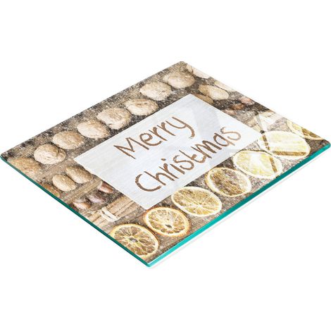Tabla decorativa de cristal para servir aperitivos, Feliz Navidad, 60x52 cm (1/5)