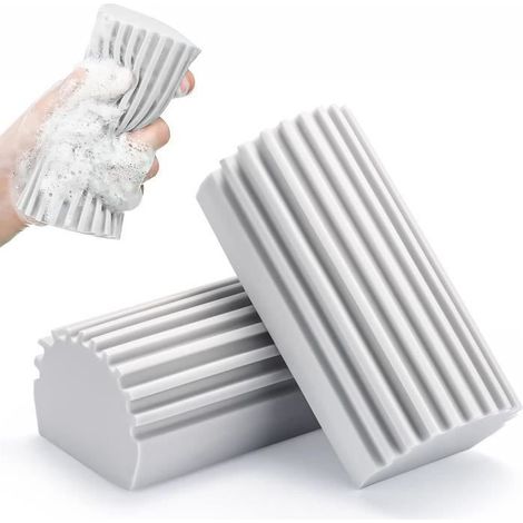 2-Pack Damp Duster, Duster Sponge, Cleaning Tool for Blinds, Mirrors, Floor,Railings and Ceiling Fans, Reusable Damp Duster Sponge (1/4)