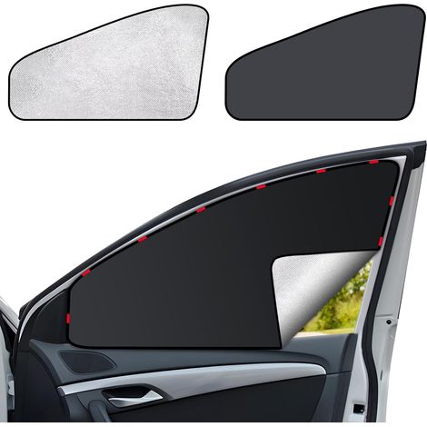 Pare Soleil Voiture 2 Pièces - Rideau Voiture Occultant Magnétique pour Vitres Latérales Avant - Protection UV et Intimité, Argent (1/5)