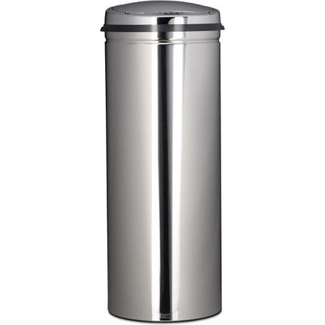 50 l waste bin stainless steel trash can paper basket metal garbage storage (1/5)