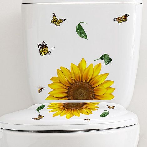 stickers Autocollants Tournesol Fleurs Papillon Toilettes Salle De Bain Dcoration Intrieure Stickers Autocollants Muraux (1/5)