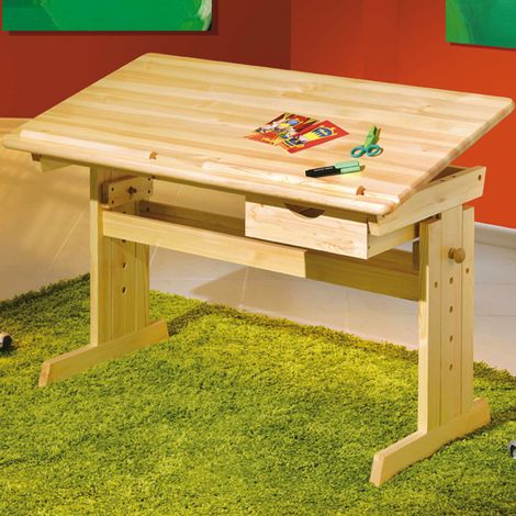 Bureau multifonction 109x63/96x55 cm en pin massif naturel - MODULAR
