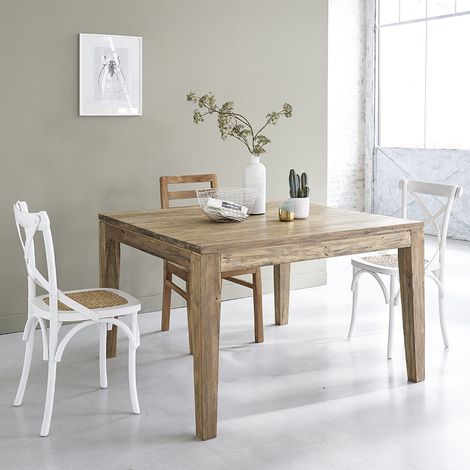 Berah Getah – Table de salle à manger en teck recyclé massif 10 personnes – Longueur 210 cm – Largeur 120 cm – Hauteur 75 cm – Épaisseur 3 cm