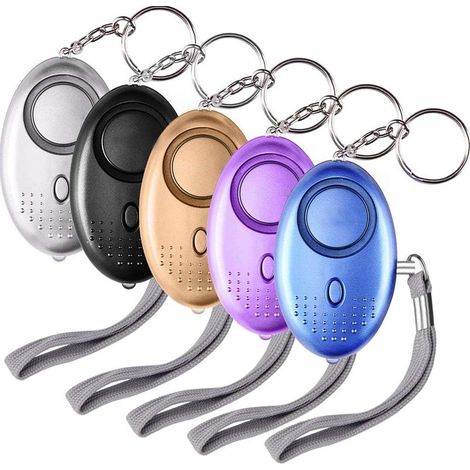 5-teiliger persönlicher Alarm 140 dB – Eingebaute LED-Taschenlampe – Tragbarer Notfallalarm für Frauen, Kinder und ältere Menschen (1/5)