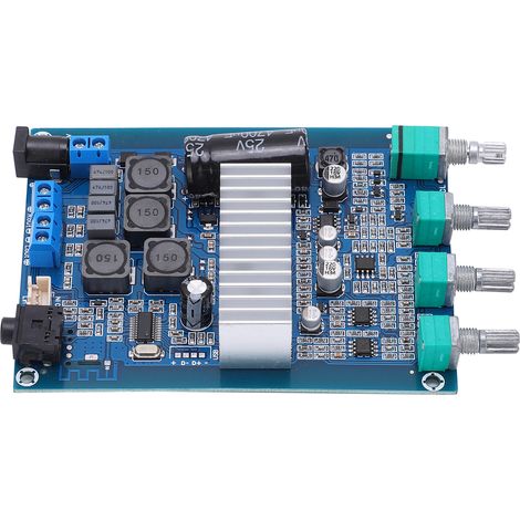 Carte d'amplificateur Bluetooth TPA3116 D2 5.0, carte d'amplificateur de puissance numérique domestique 2.0 haute puissance, 1224 V CC (1/5)