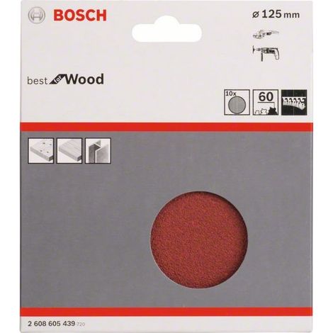 2608605439 - KIT 10 FOGLI BOSCH D.125mm P.60 BEST WOOD