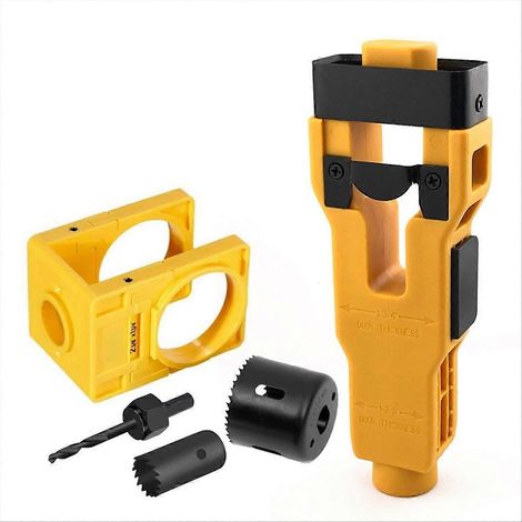 Outil de mortaisage pour loquet de porte, kit d'installation de loquet de porte pour porte en bois de 44,5 mm ou 35 mm d'épaisseur avec scie cloche pour serrure de porte B (1/5)