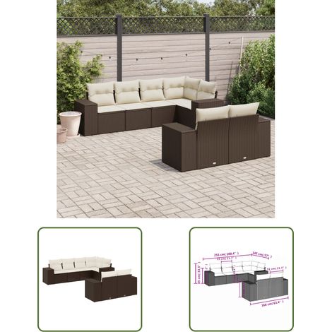 vidaXL Salon de jardin avec coussins 7 pcs marron résine tressée (1/3)