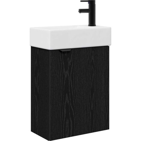 Bathroom Vanity Unit with Tap Black Oak 45.5 x 22.5 x 84 cm vidaXL (1/5)