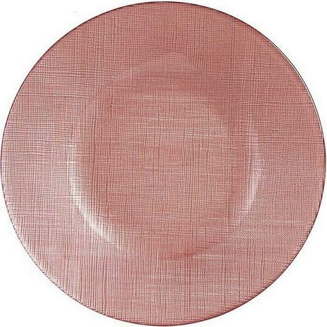 Lot de 6 assiettes plates en verre rose (21 x 2 x 21 cm) (1/3)